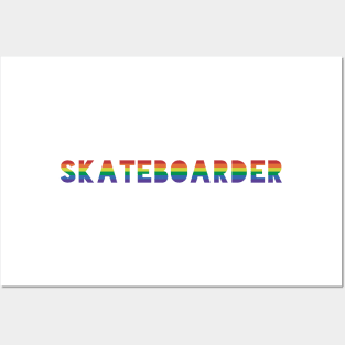 Skateboarder Gay Pride Rainbow Posters and Art